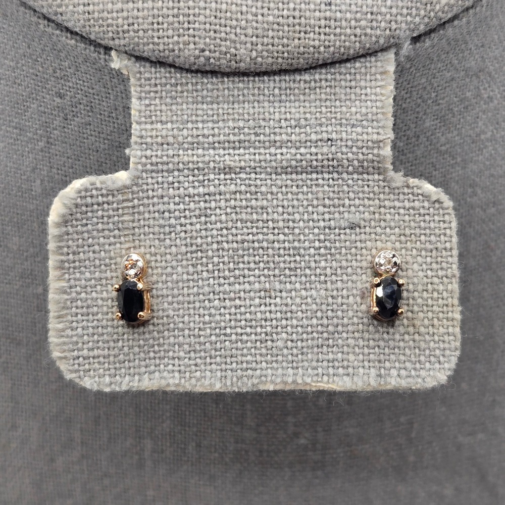 Wheeler Manufacturing Earrings Womens 8mmX3mm Black Gold Vermeil 925 Studs WM